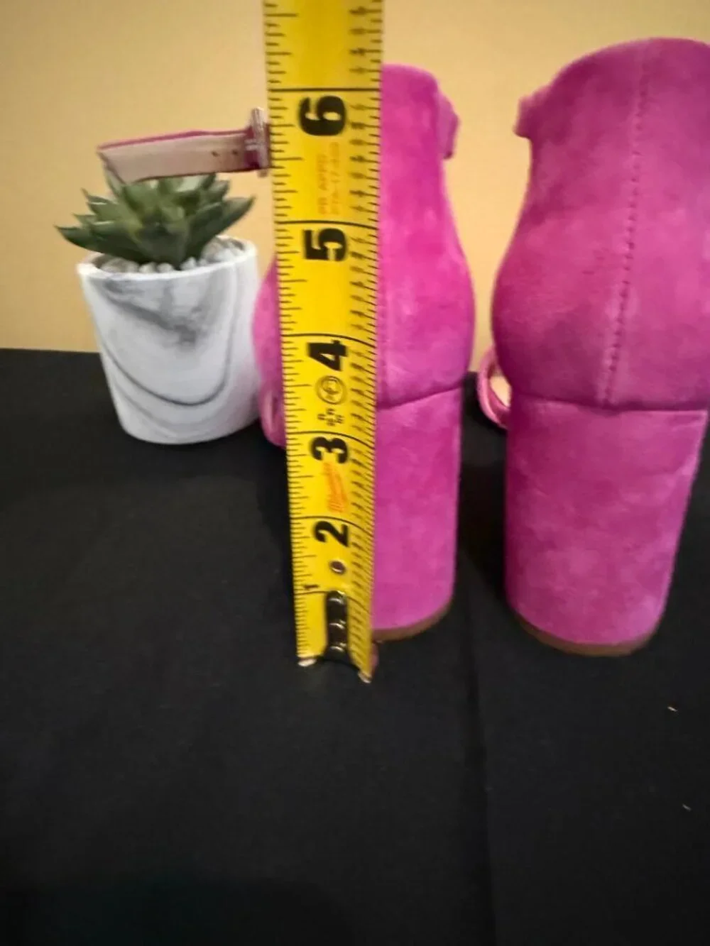 Sam Edelman Fuchsia Suede Block Heel Ankle Strap Sandals Size 6 EUC - Picture 12 of 15
